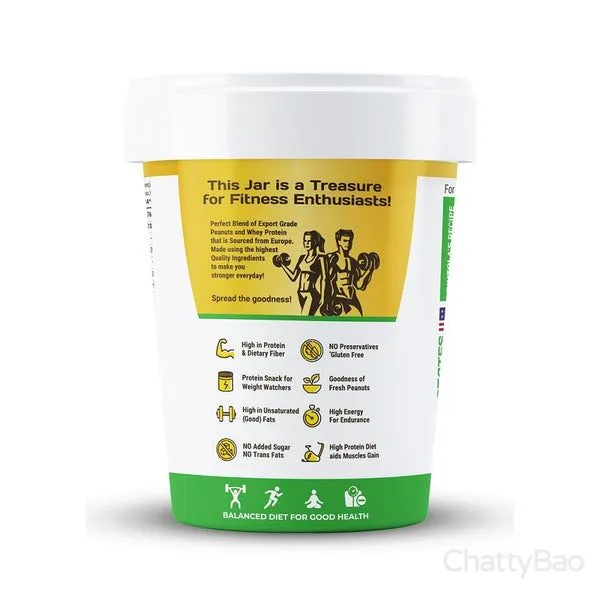 Pintola High Protein Peanut Butter Unsweetened Crunchy 1 Kg view 2
