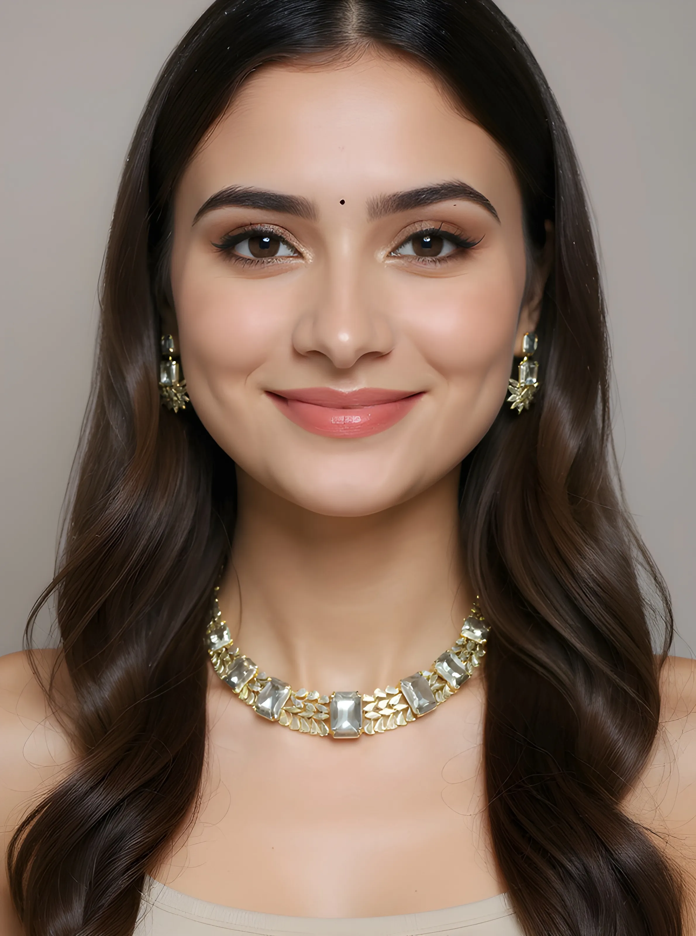 Crystal and Gold Necklace Set view 2