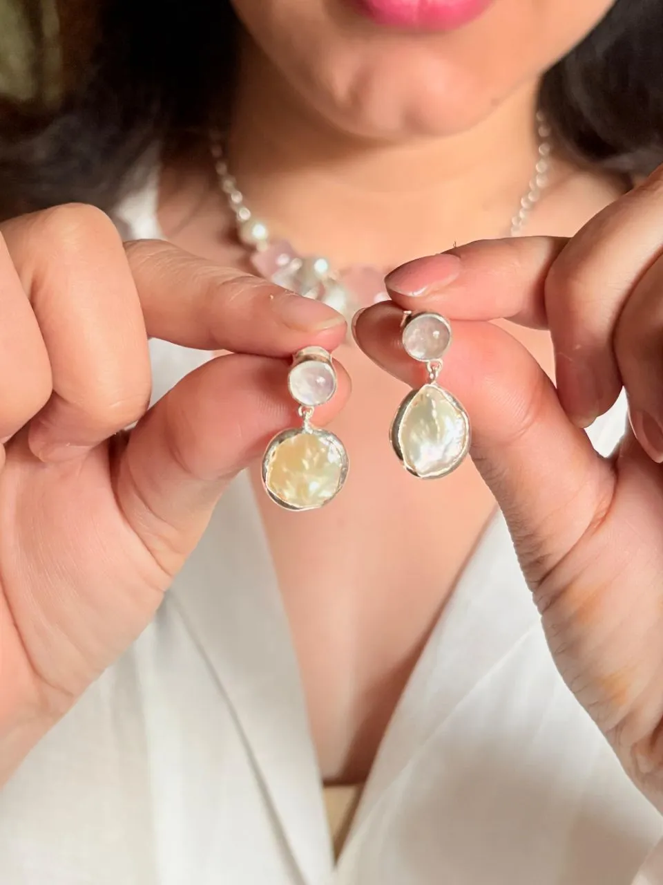 Silver Gemstone Necklace view 2