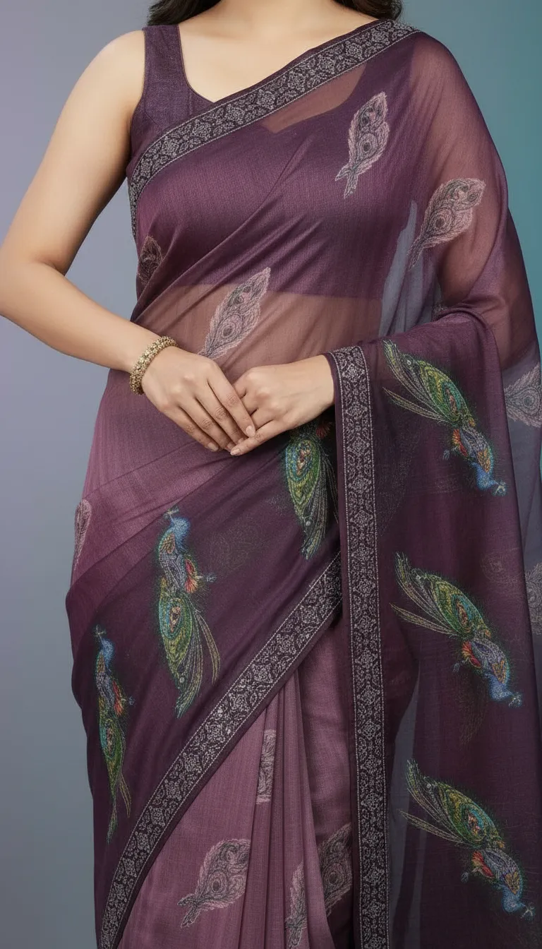 Embroidered Leo Saree. view 3