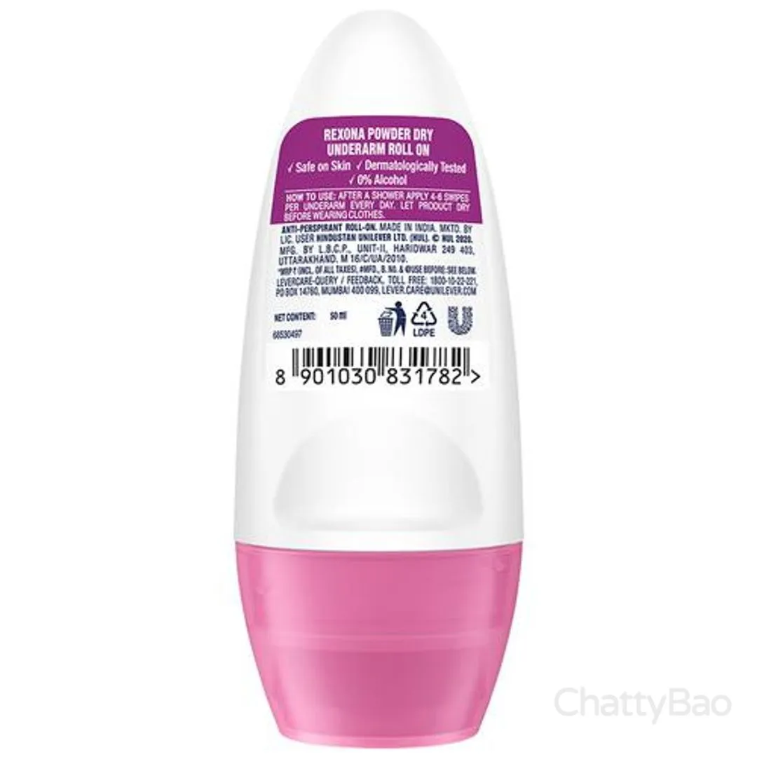 Rexona Underarm Roll On Deodorant For Women - Powder Dry 50 ml view 2