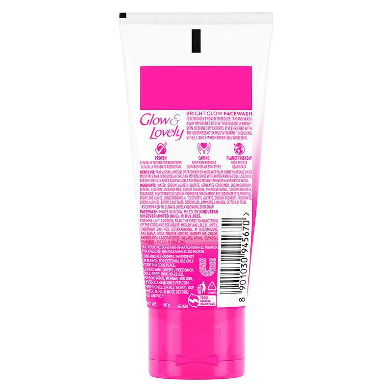 Glow & Lovely Bright Glow Face Wash 50 g view 2