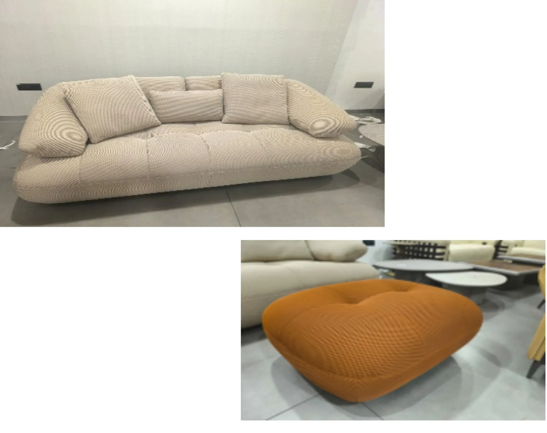 Beige(110)Plush Sofa and Ottoman(272): TC/5290/ SF Shade 110 And OT Shade 272 view 2