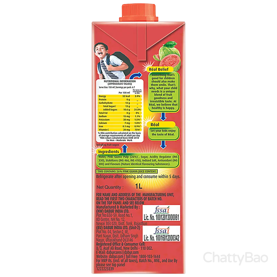 Real Pink Guava Juice 1 L view 3