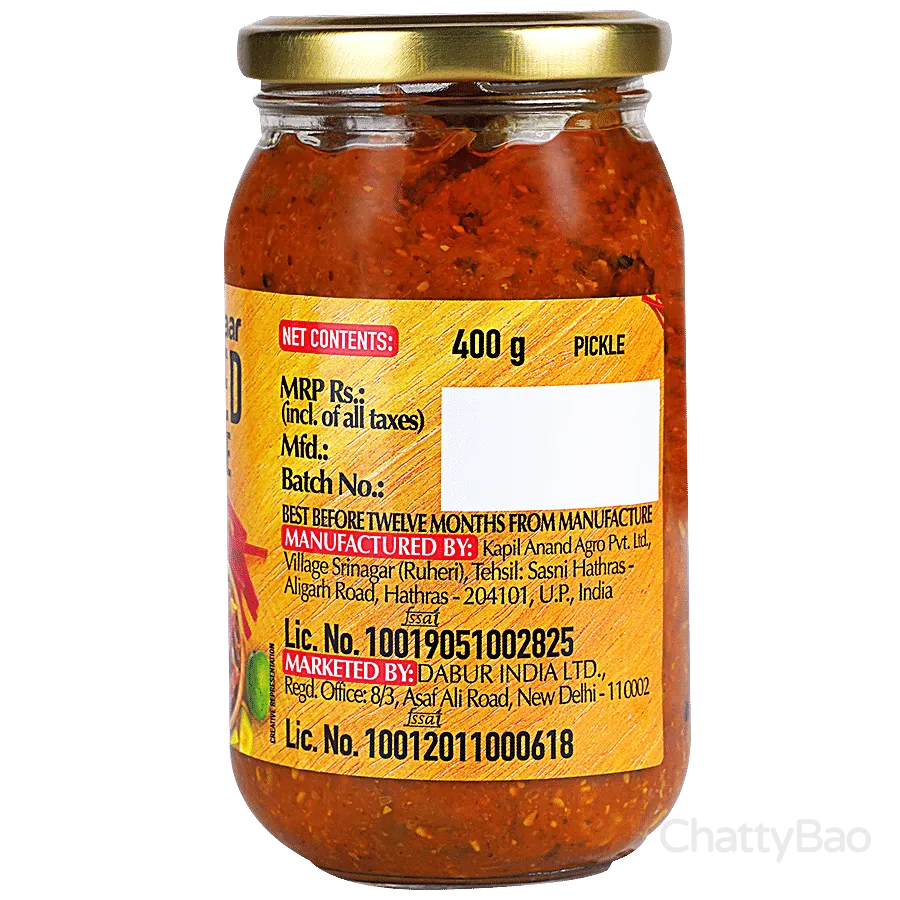Dabur Hommade Mixed Pickle Bottle 400 g view 2