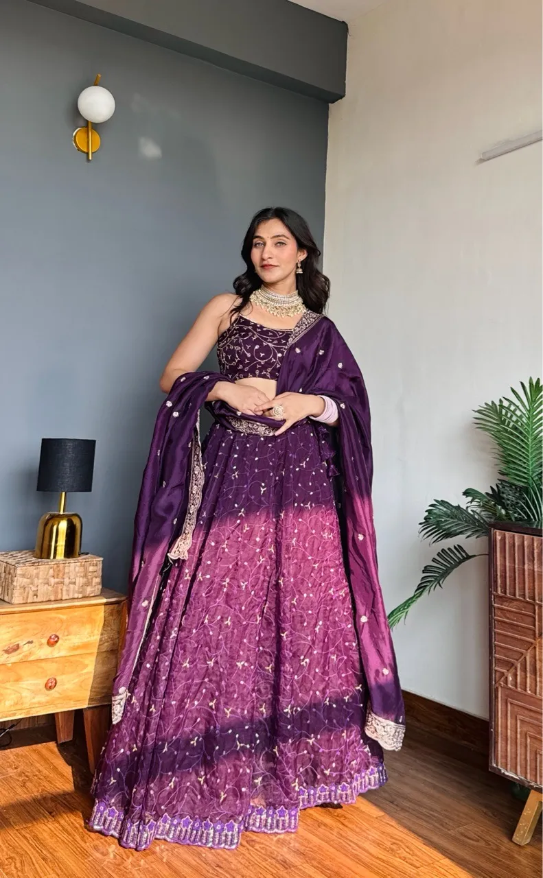 Gulnaaz Lehenga - Purple view 5