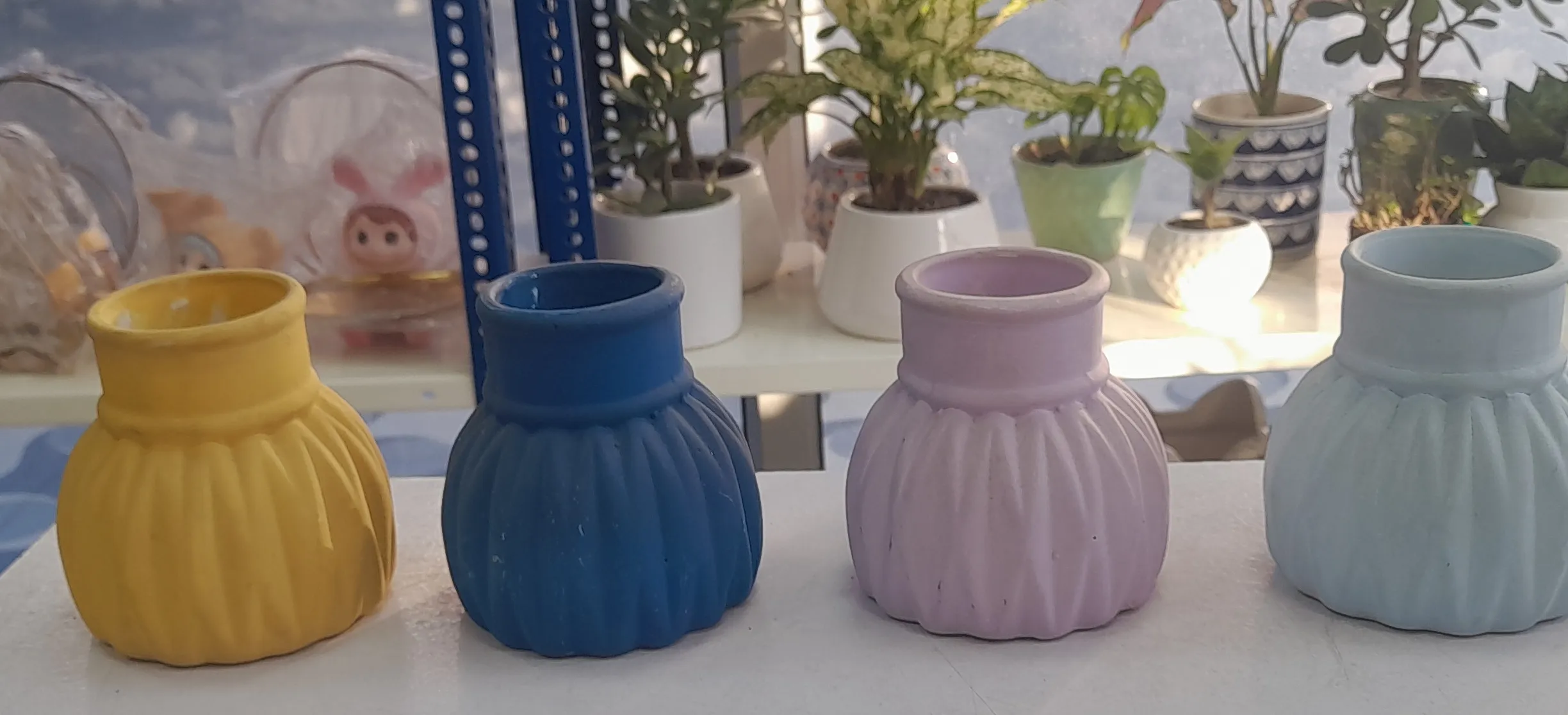 Colorful Mini Ceramic Vases 4"H &4"W Set Of 4Nos view 2