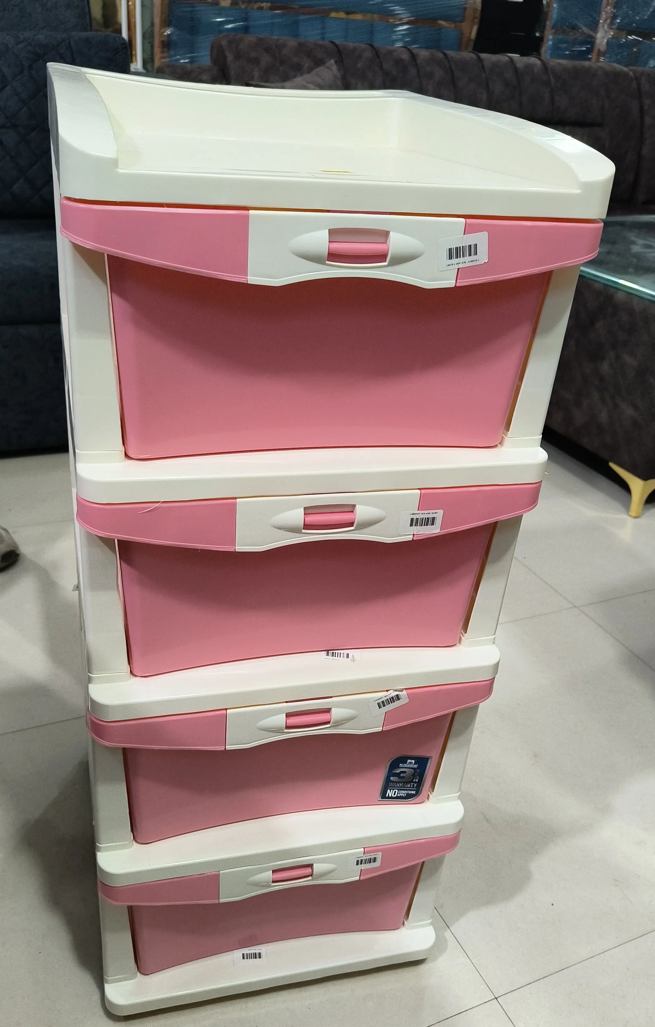 Pink and White Storage Drawer Unit view 2