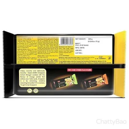 UNIBIC Snappers Potato Crackers - Achari Mango 300 g view 2