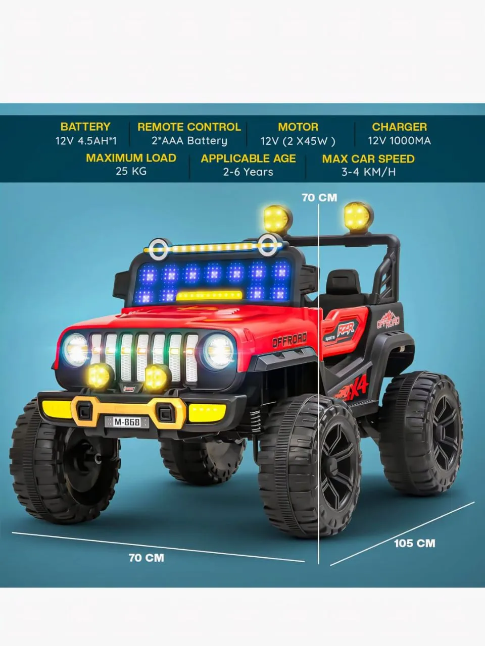 Baybee Off-Road Jeep Red view 3