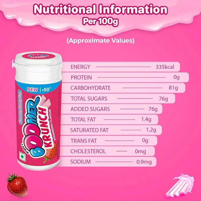 Boomer Krunch Strawberry Chewing Gum 28.8 g view 3