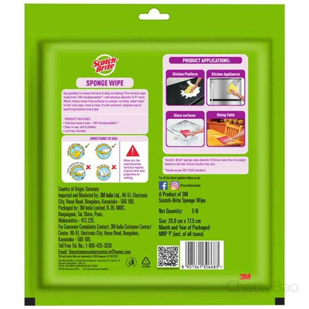 Scotch Brite Sponge Wipes For Kitchen Cleaning 5 Pieces view 2