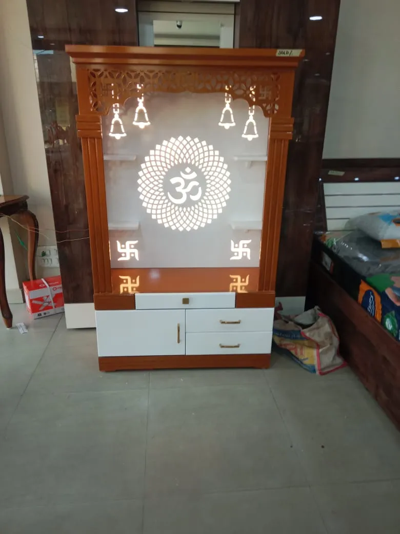 Illuminated Wooden Mandir view 2