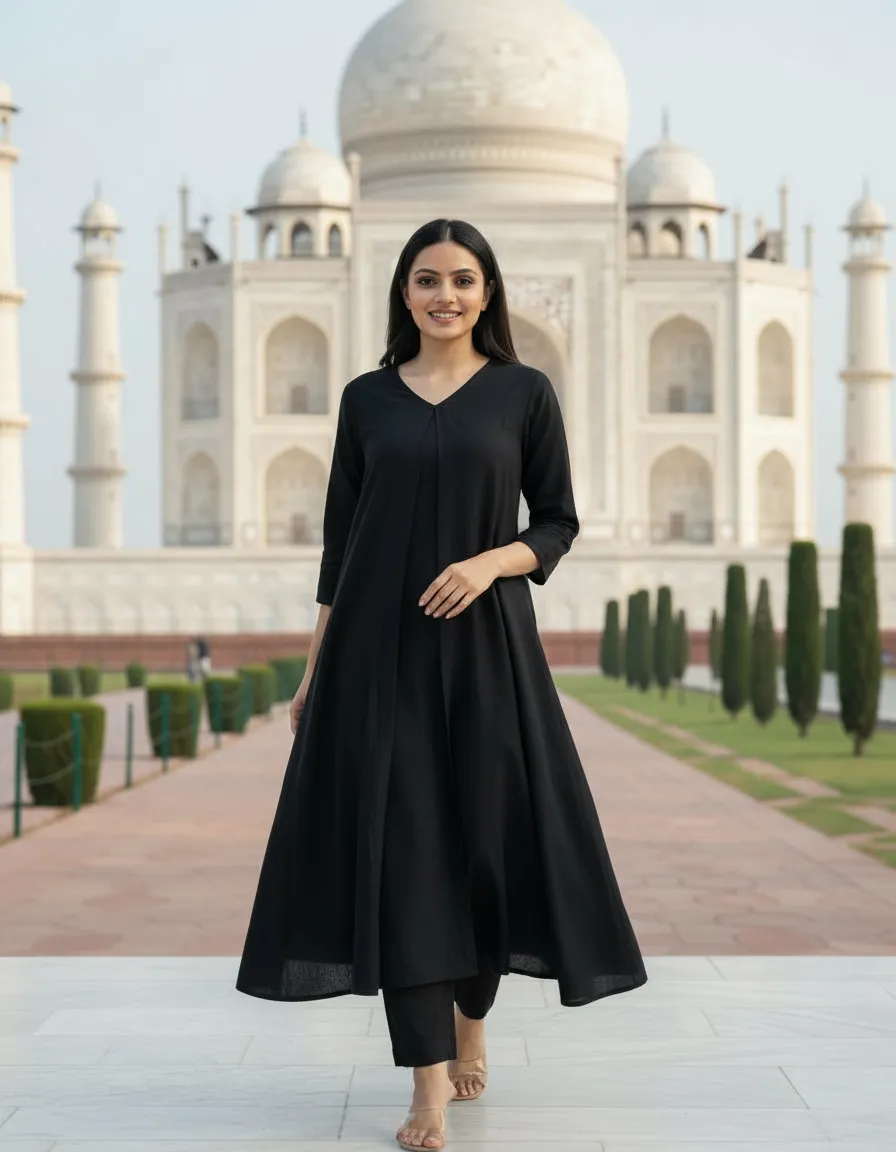 Black Kurta Set view 5
