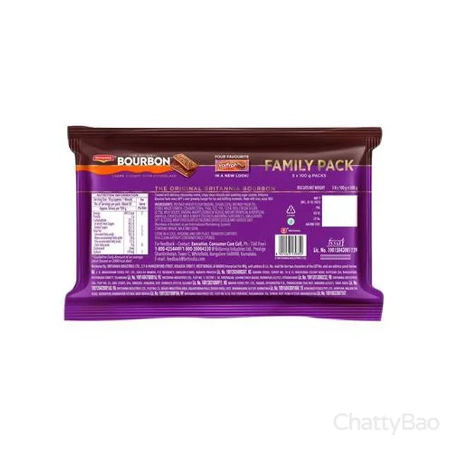 Britannia Bourbon Biscuits 500 g (Pack of 5) view 2