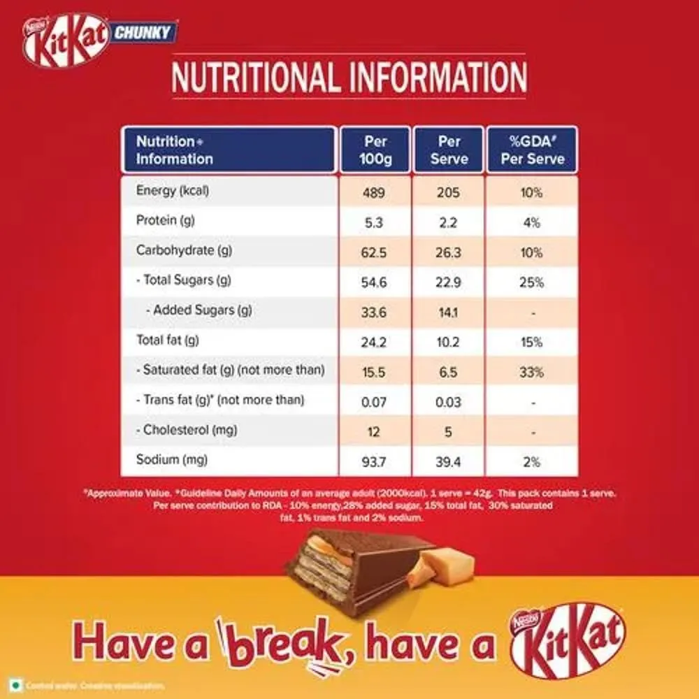 Nestle Kitkat Chunky Caramel Coated Wafer Bar 42 g view 3