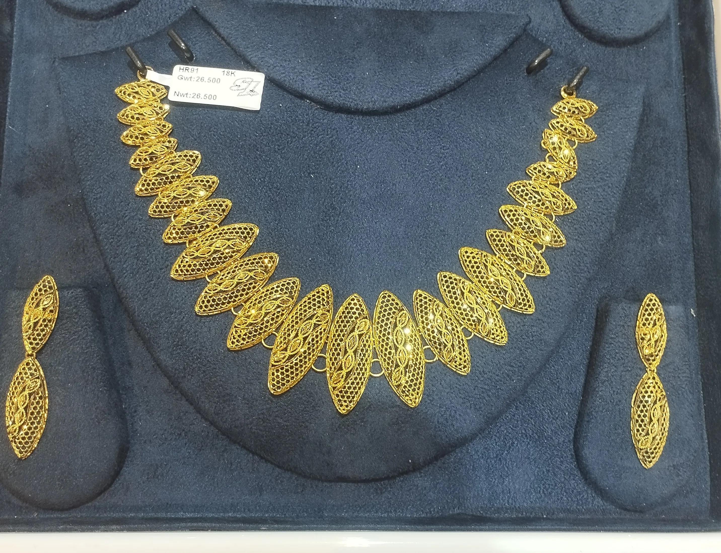 18K Gold Necklace and Earrings Set view 2