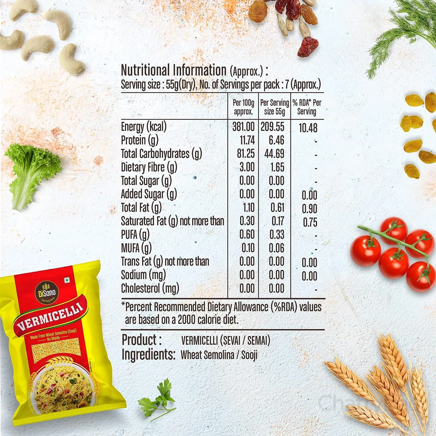 Disano Vermicelli Plain - Made From Wheat 425 g view 3