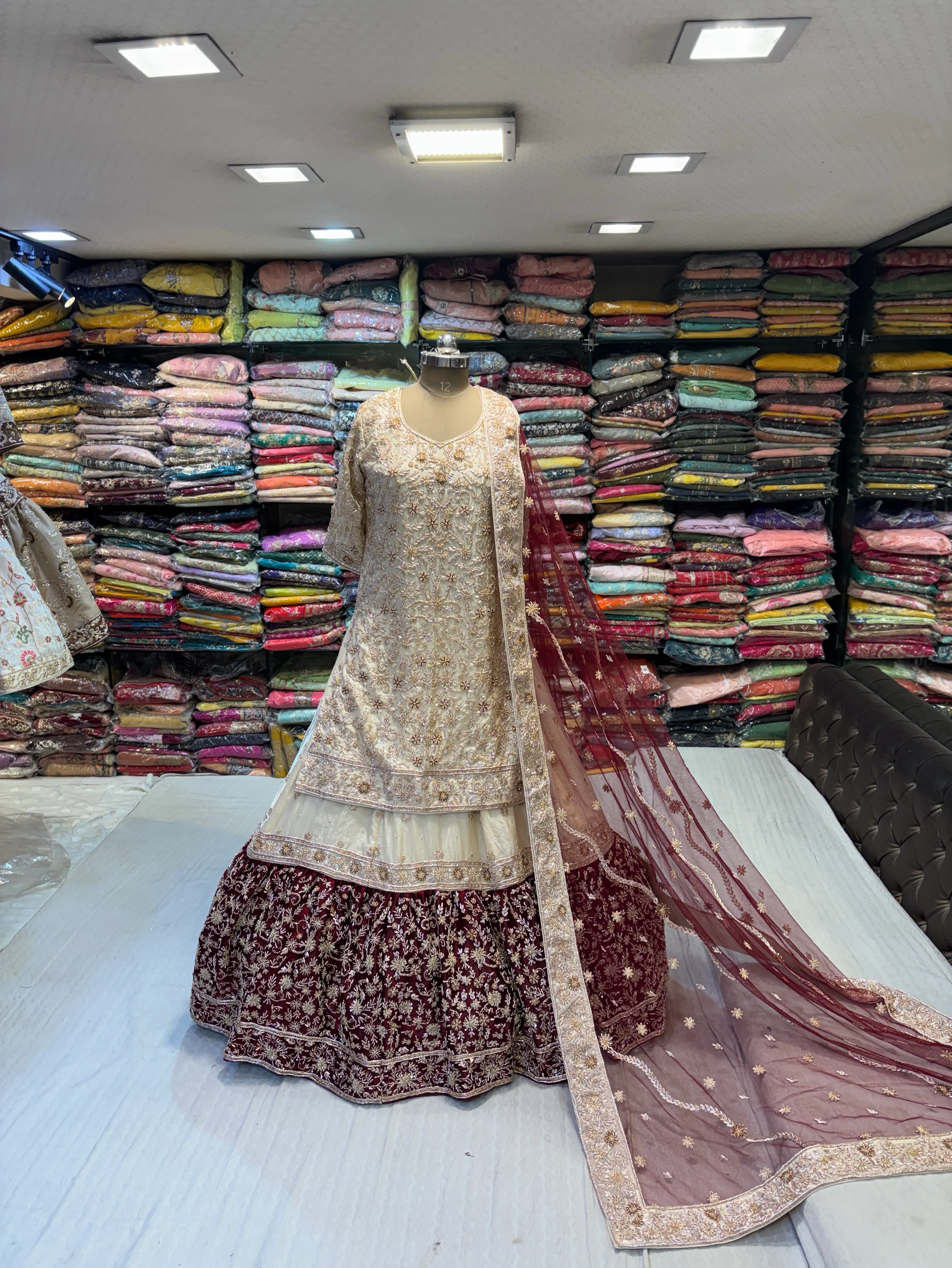 Embroidered Gold Handwork Farshi Dress view 2