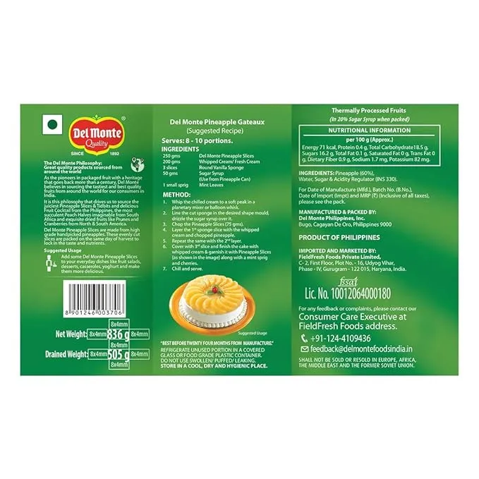 Del Monte Pineapple Slices 836 g view 2