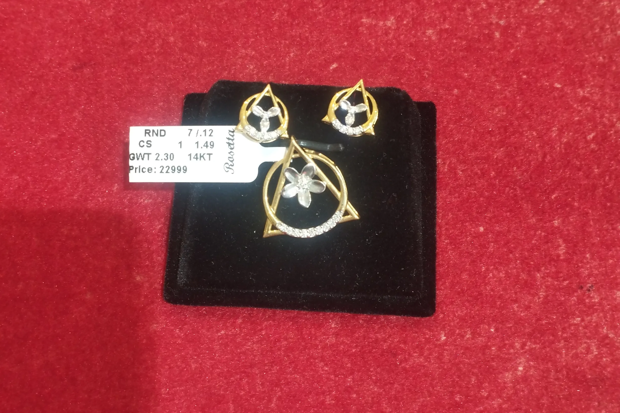 14KT Gold Diamond Earring Set view 2