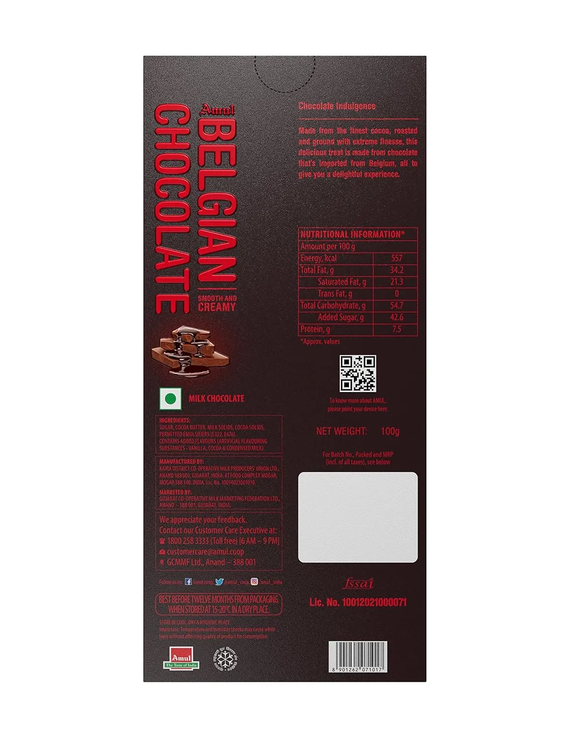 Amul Belgian Milk Chocolate 125 g view 2