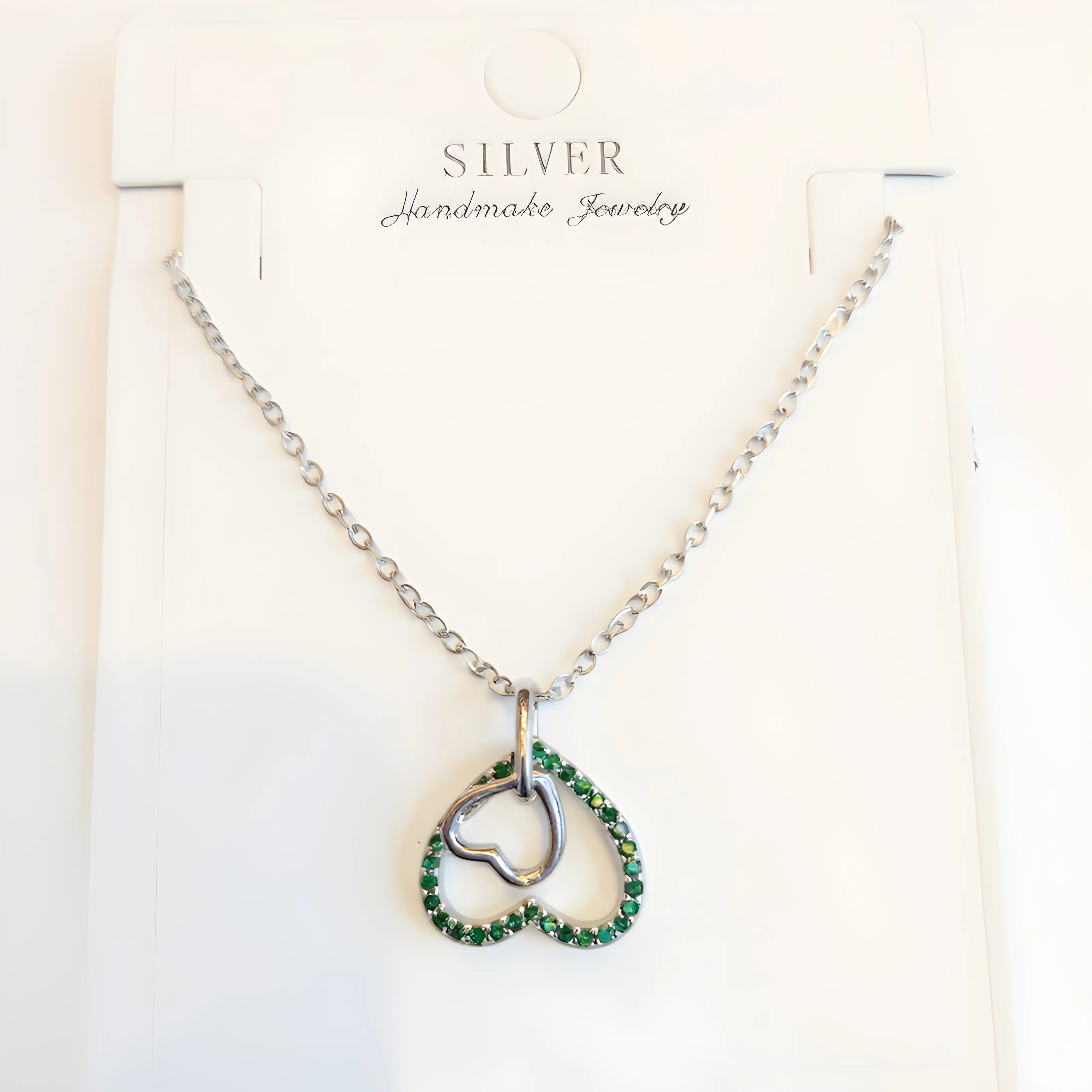 Silver Heart Pendant Necklace view 2