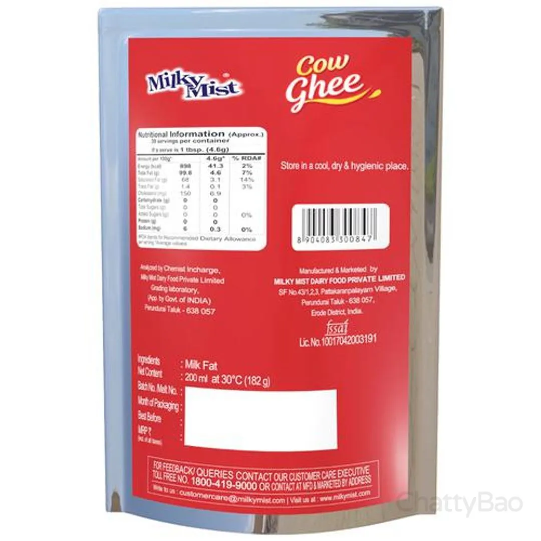 Milky Mist Cow Ghee Pouch 200 ml view 2