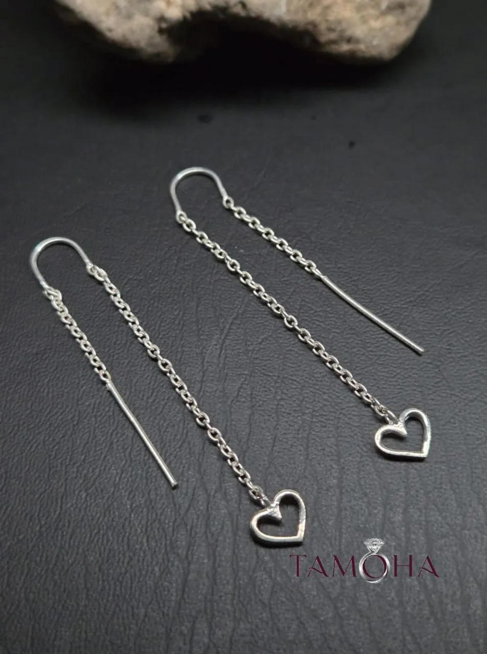 Heart Chain Earrings( Sui Dhaga Pattern) view 2