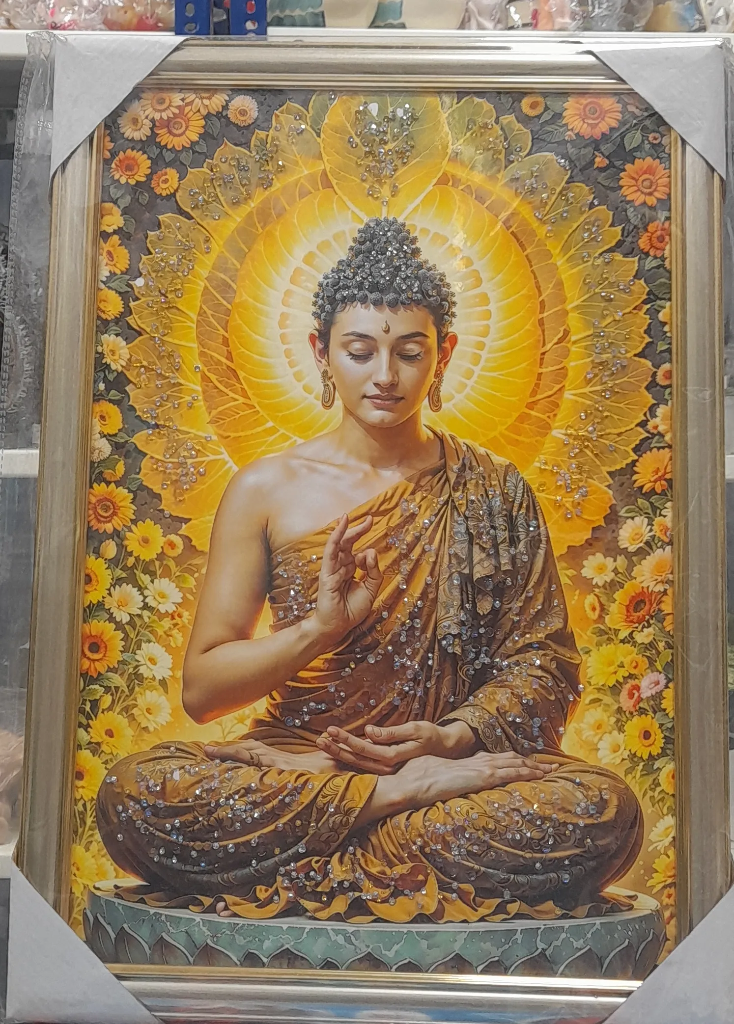 Buddha Meditation Painting 18"H & 12"W view 2