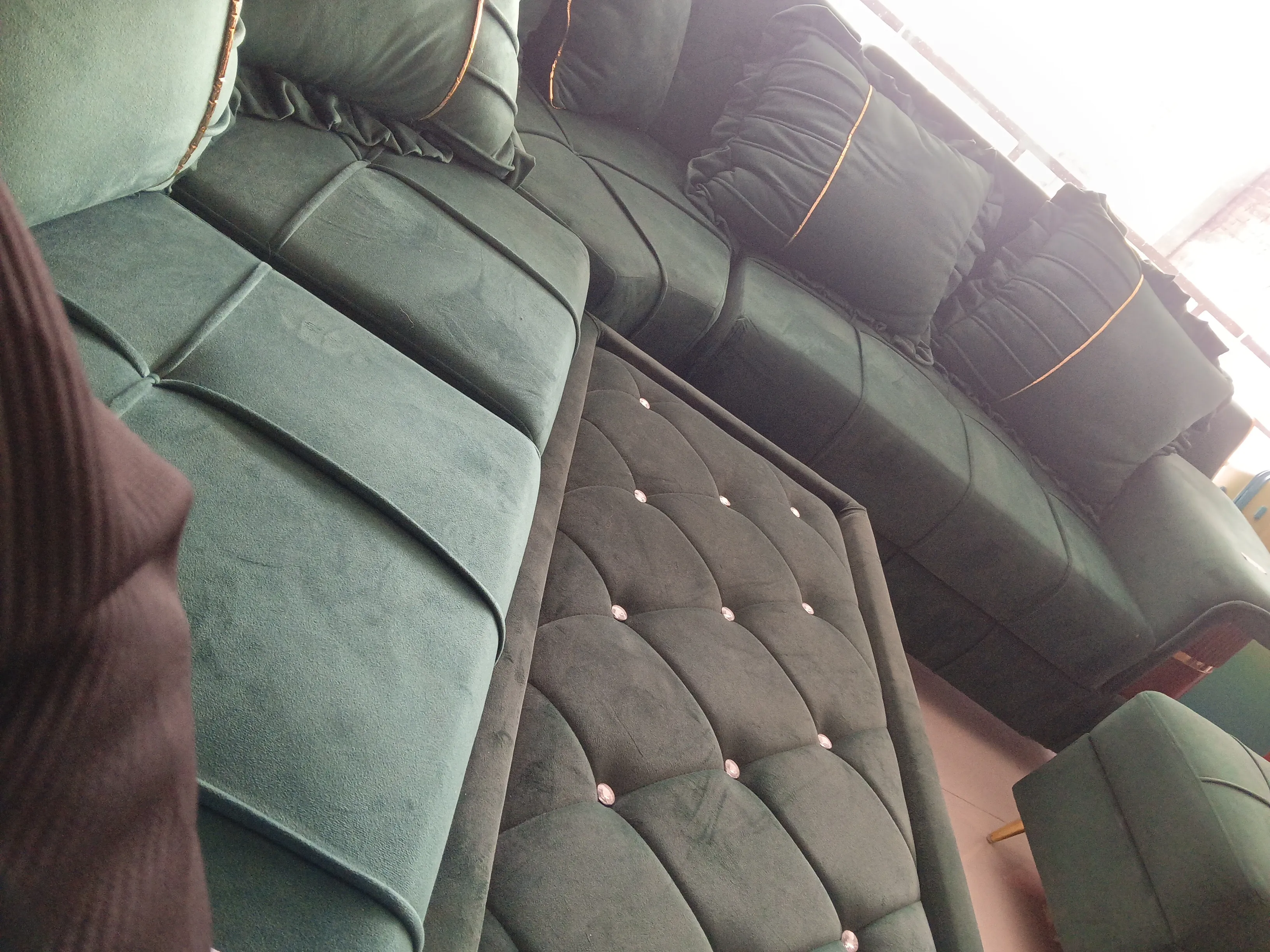 Luxury Green Sectional Sofa view 2
