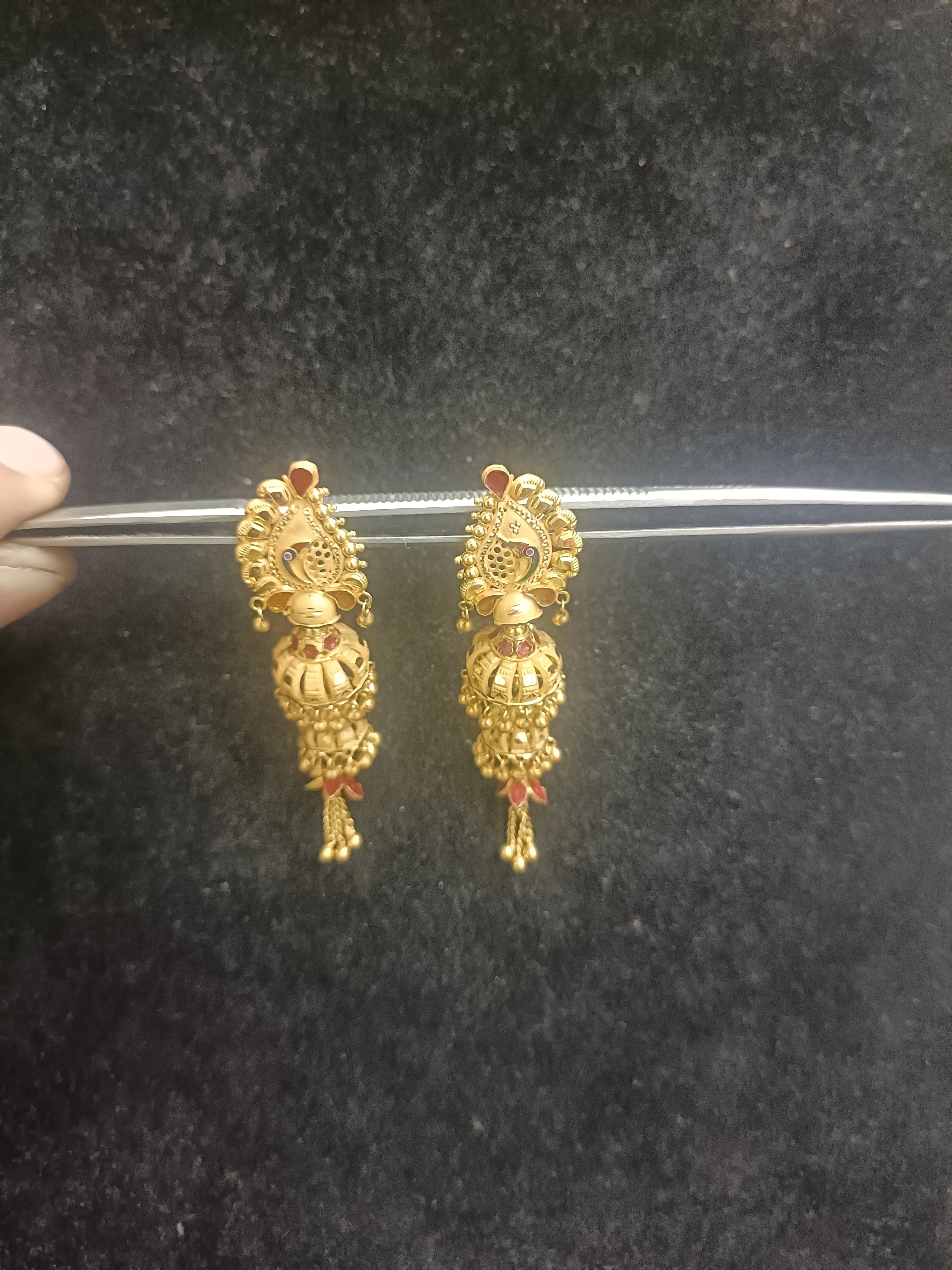 Gold Jhumka Earrings view 3