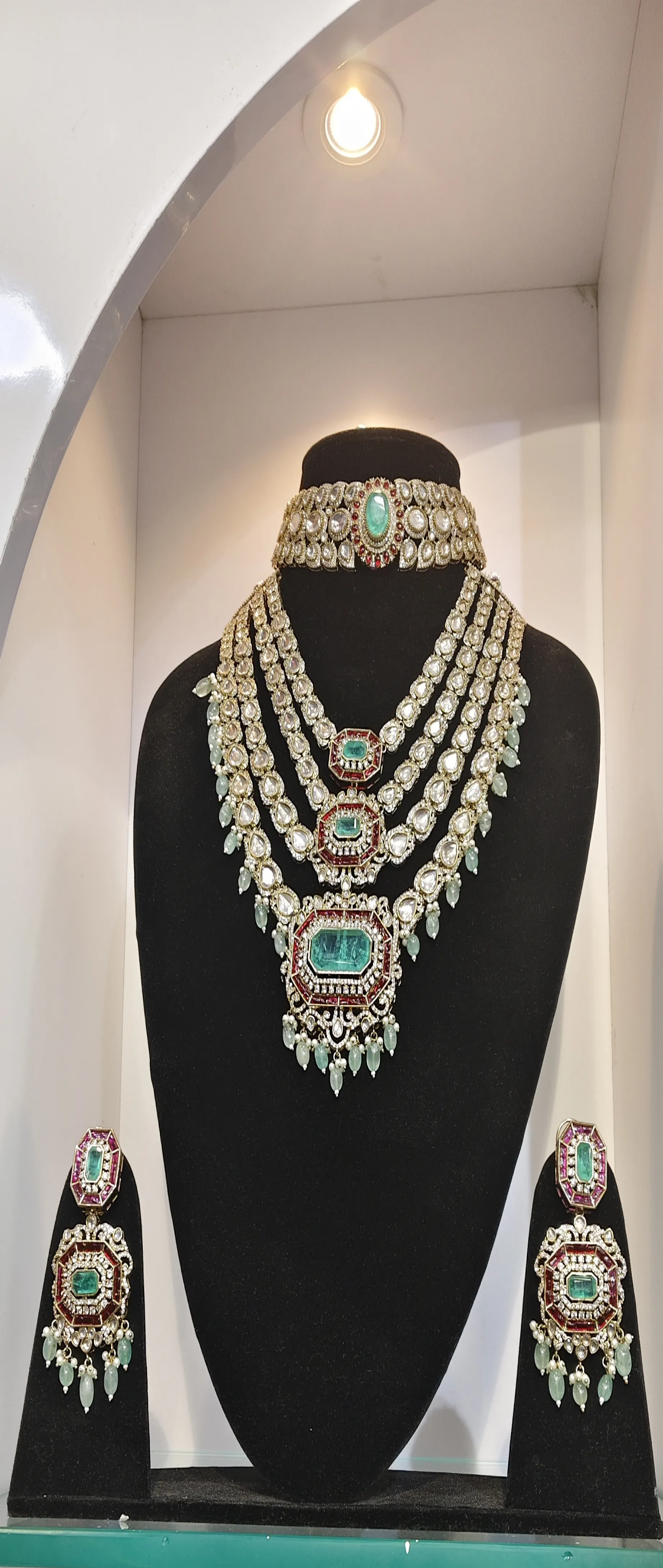 Bridal Mozo Night 88 Stone Mint Necklace Set view 2