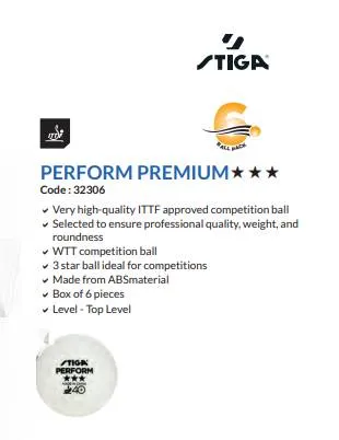 STIGA Perform Premium 40+Table Tennis Balls Pack Of 3 view 2