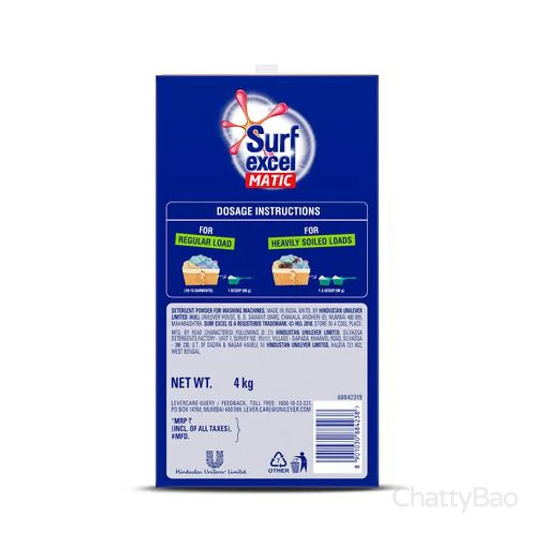 Surf Excel Matic Detergent Powder Top Load 4 Kg view 2