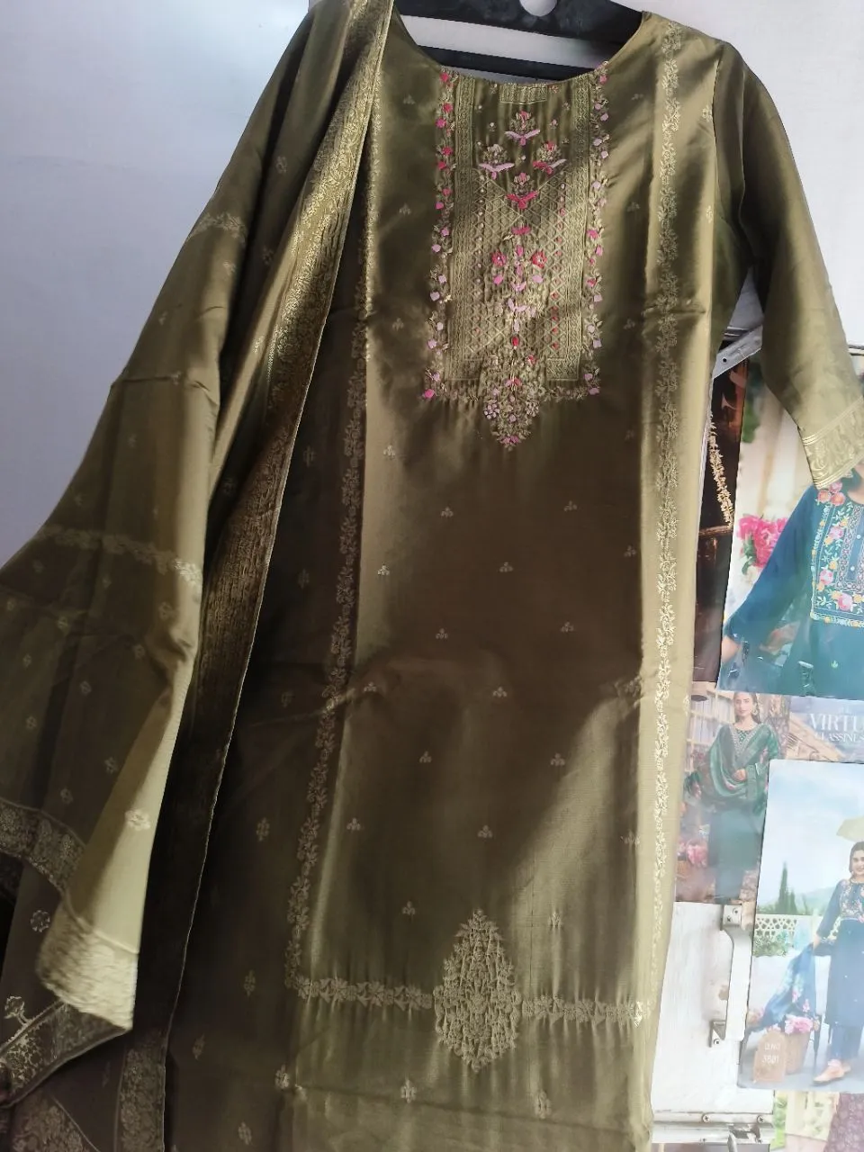 Embroidered Silk Salwar Kameez view 3