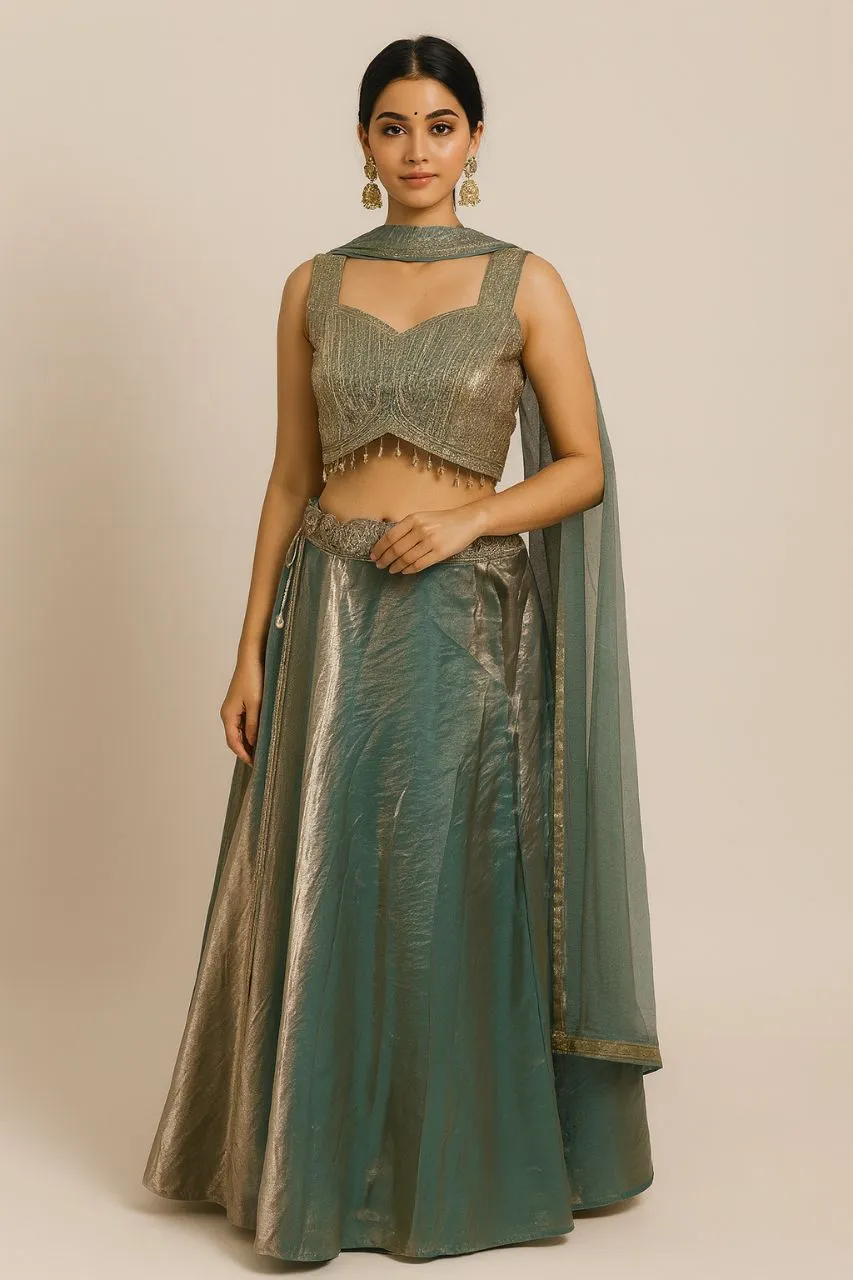 Shimmering Lehenga Set view 2