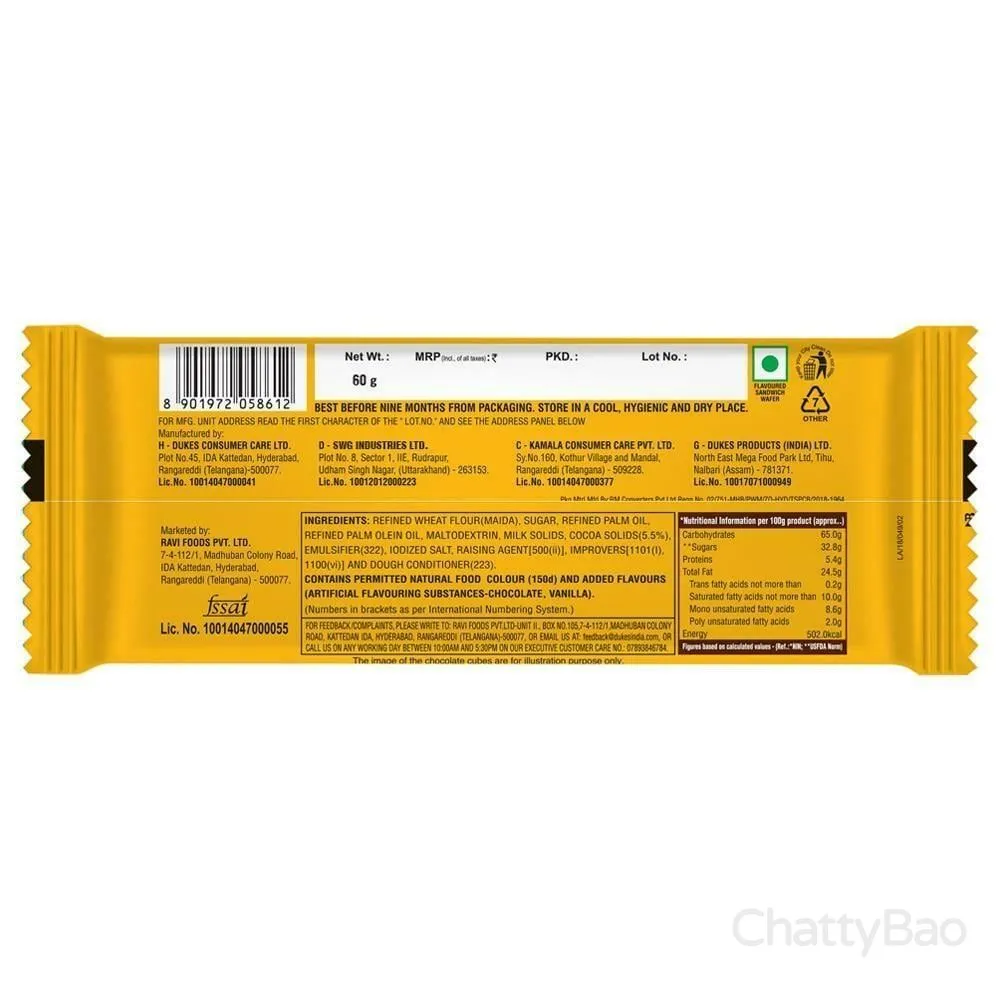 Dukes Waffy Wafers - Chocolate 60 g view 2