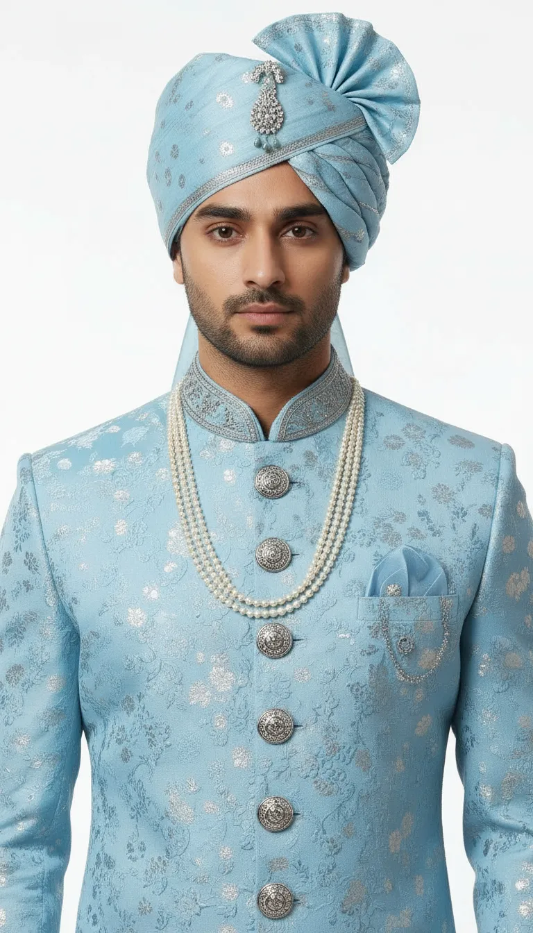 Designer jacquard  Sherwani view 3