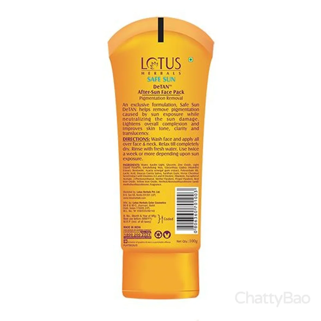 Lotus Herbals Safe Sun - Detan After-Sun Face Pack 100 g view 2