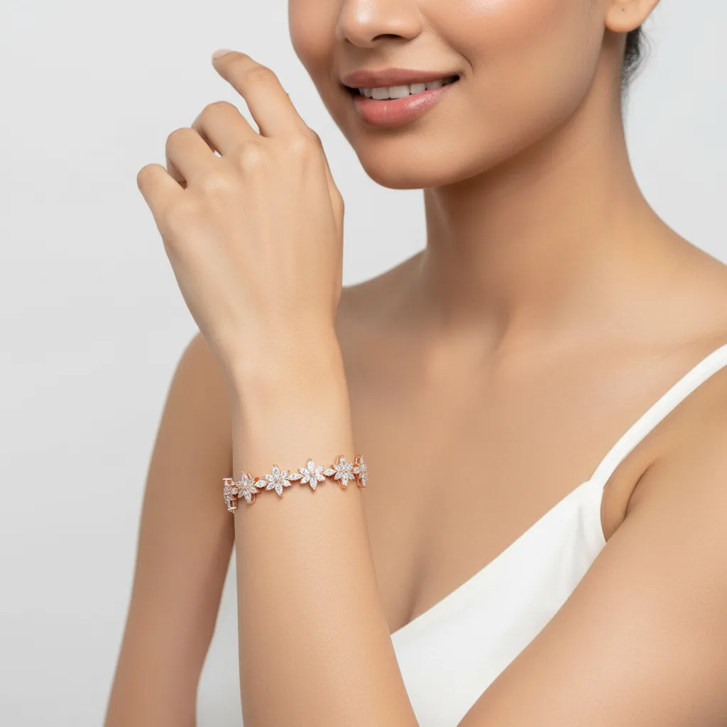 Rose Gold Floral Adjustable Bracelet
