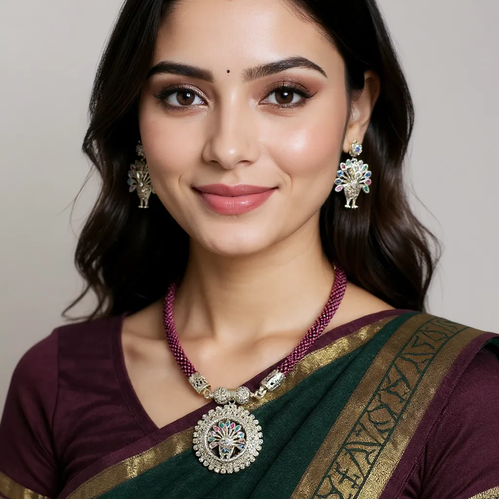 Peacock Necklace With Marca Stones