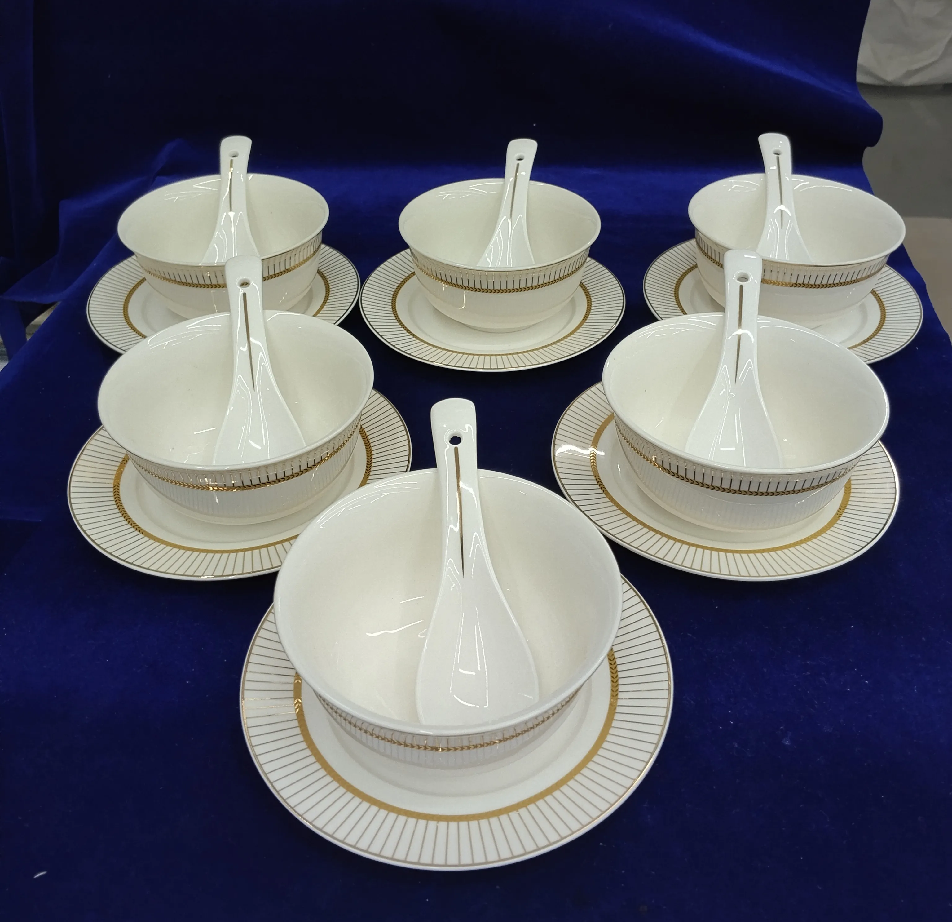 Gold-Rimmed Soup Set view 2