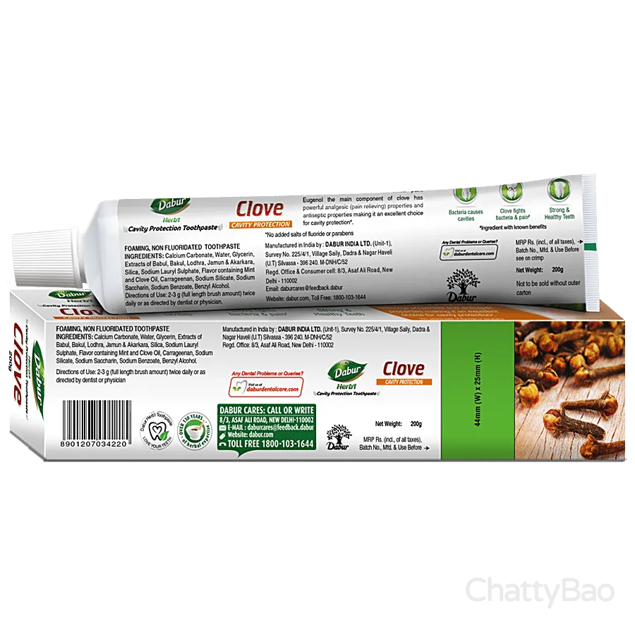 Dabur Herbl Clove Toothpaste - Cavity Protection 200 g view 2