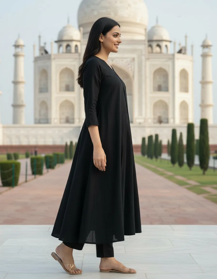 Black Kurta Set view 3