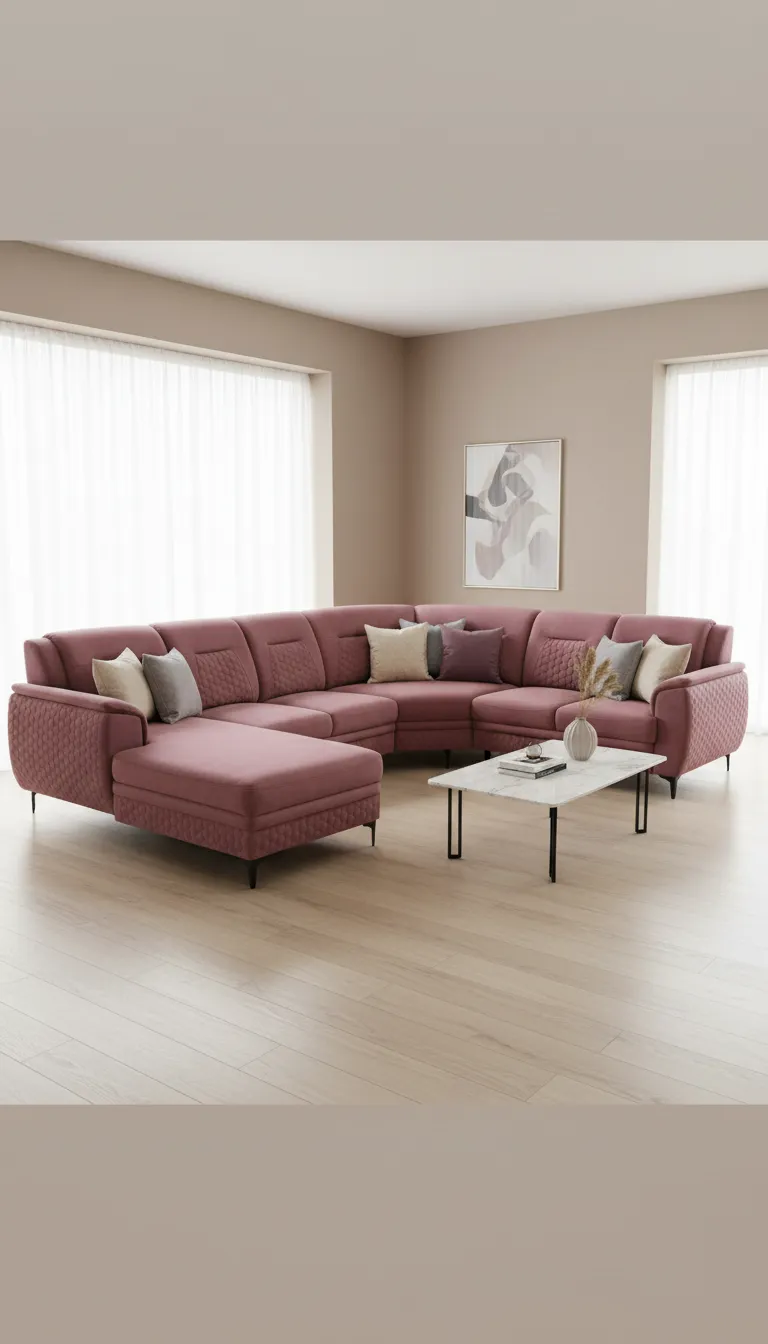 Pink Sectional Sofa view 5