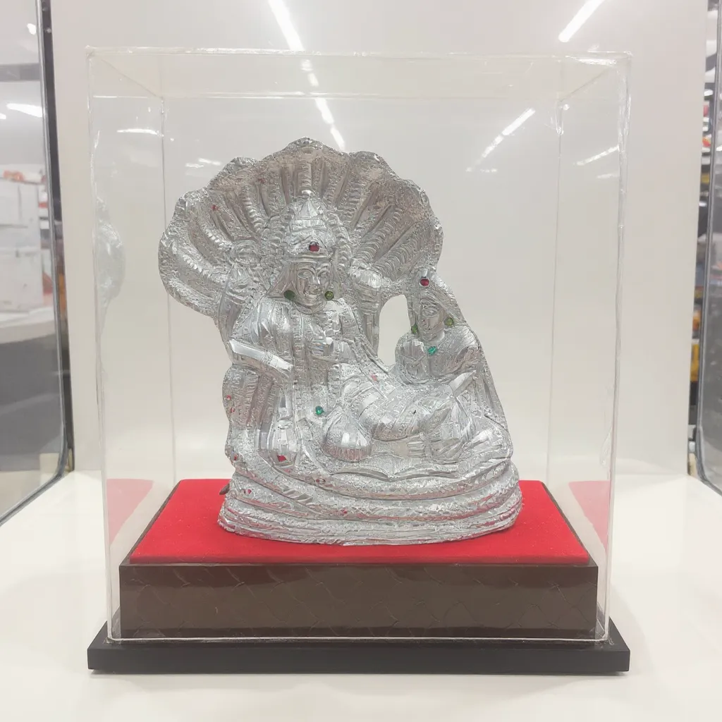 Silver Vishnu Ji Laxmi Ji Idol view 2