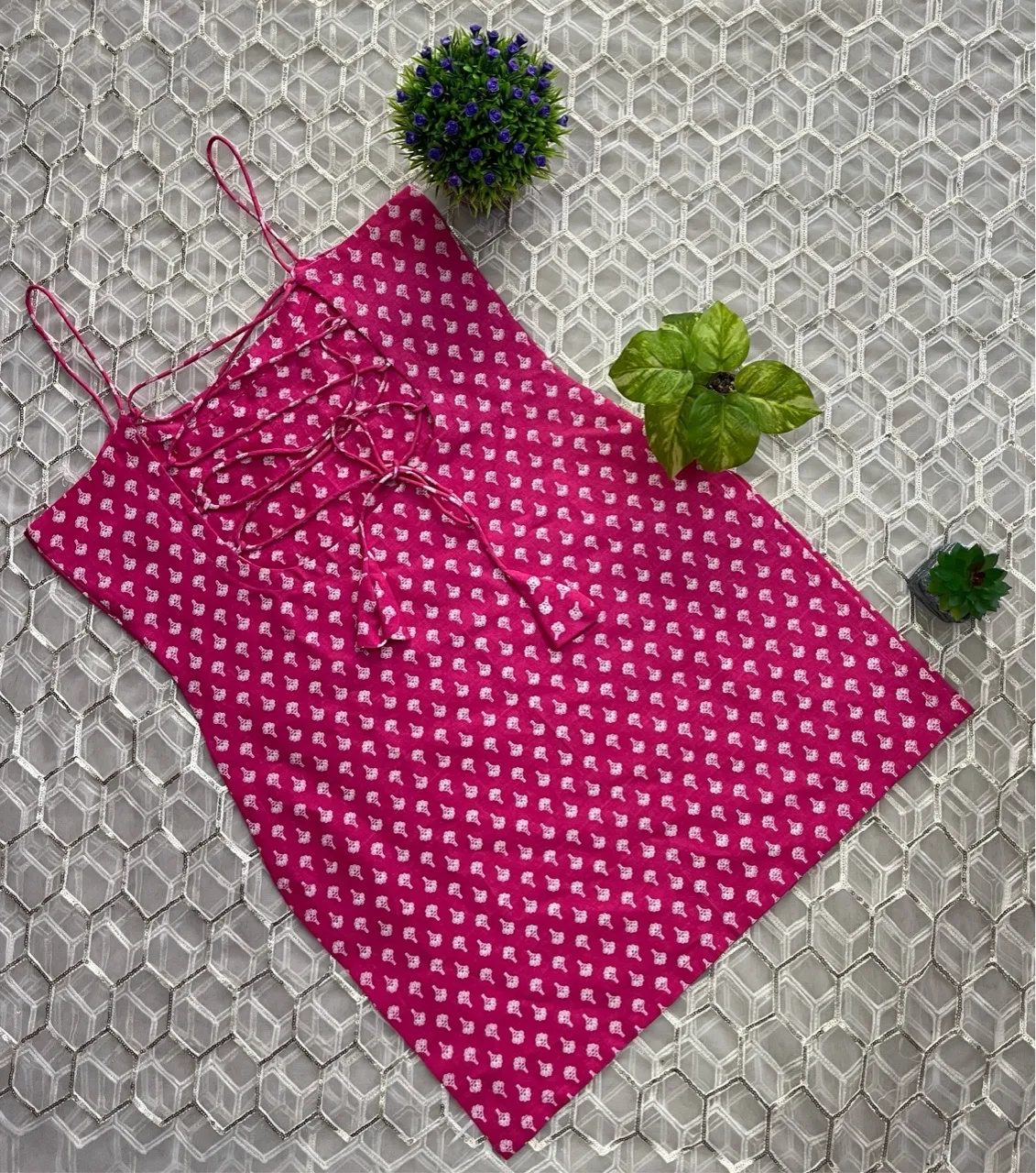 Pink Tie-up kurti view 4