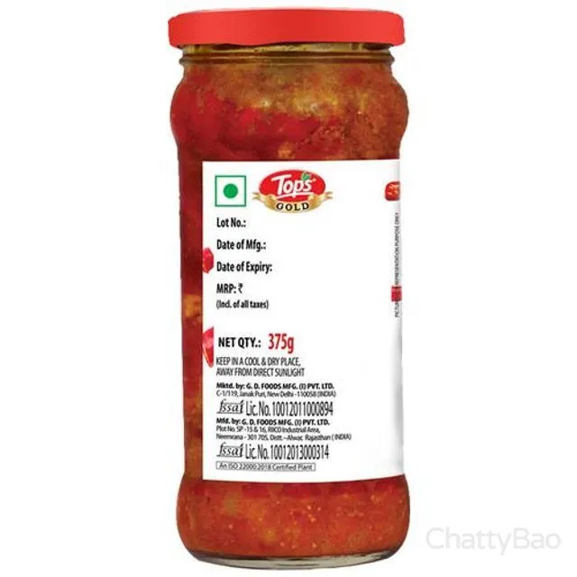 Tops Pickles - Gold Stuffed Red Chillies 375 g view 2