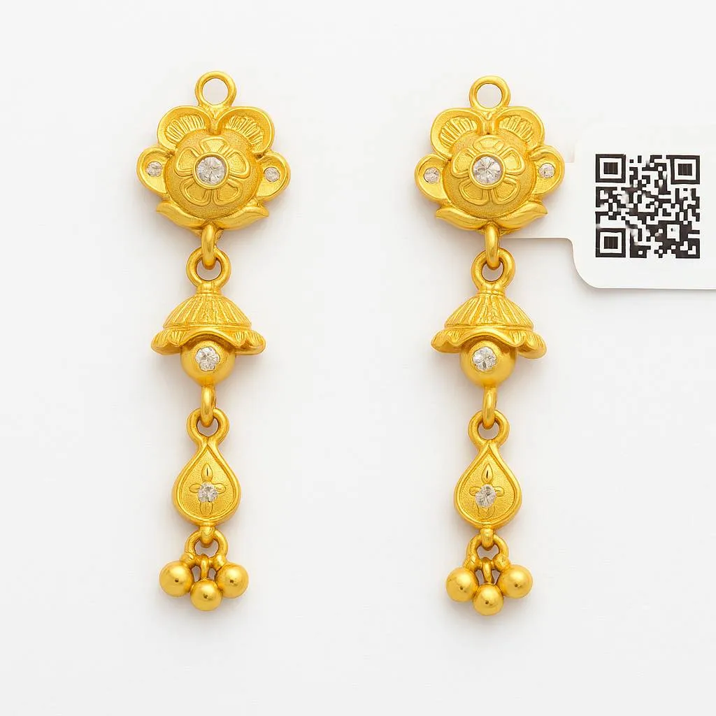 Gold Floral Drop Earrings view 2